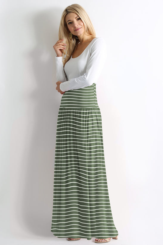 green stripe ankle-length