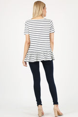Load image into Gallery viewer, striped white navy short sleeve